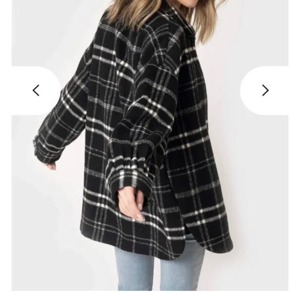 GIBSON LOOK Shacket Black Plaid SZ M Relaxed Fit Shirt Jacket - Picture 7 of 8